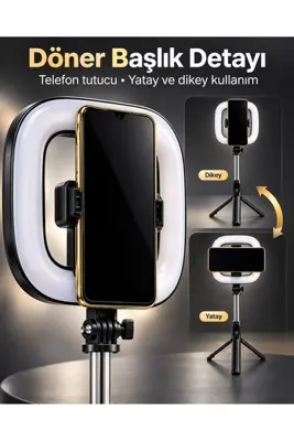 Genel Markalar Type C Şarjlı RGB Halka Işık Manyetik Telefon Tutuculu Fotoğraf ve Video Standı
