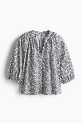 H&M Balon Kollu Poplin Bluz