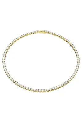 Swarovski 5681795 Swarovski Kolye Matrix Tennis Neclace, Round cut, Small, White, Gold-tone plated