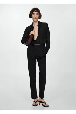 MANGO Woman Siyah Kadın  Pantolon 67360666
