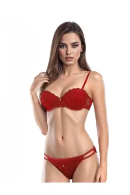 Le Jardin 5050 Kadın Brodeli Push Up Dolgulu Silikonlu B Cup Sütyen Takım