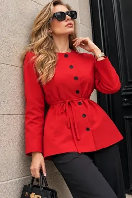 Moda Algan Önden Düğmeli Ceket MA10105 Kırmızı