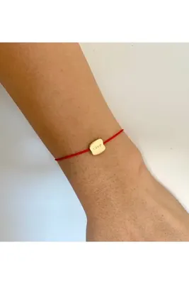 Atelier Çağla Love Yazılı Minimal Kırmızı Ip Bileklik