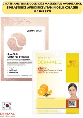 Myg Plus Dermal 3 Katmanlı Rose Gold Göz Maskesi ve Aydınlatıcı, Sıkılaştırıcı, Arındırıcı Vitamin Özlü Kolajen Mask