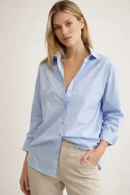 Meine Liebe Unterwäsche Taş Detaylı Oversize Gömlek