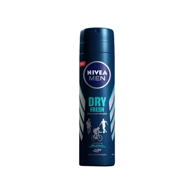 NIVEA Men Erkek Sprey Deodorant Dry Fresh 150ml; Ter ve Ter Kokusuna Karşı 48 Saat Çift Etkili Anti-perspirant
