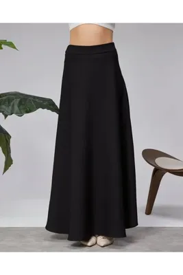 Genel Markalar Dabıl Kalın Crep Kumaş Godeli Uzun Etek