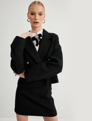 Koton Tüvit Blazer Ceket Kruvaze Regular Fit