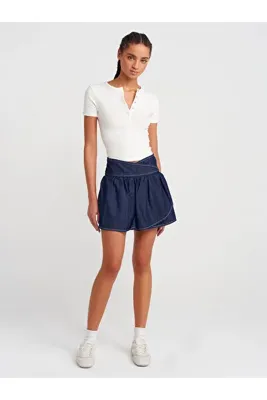 Dilvin 80577 %100 Pamuk Anvelop Mini Denim Etek