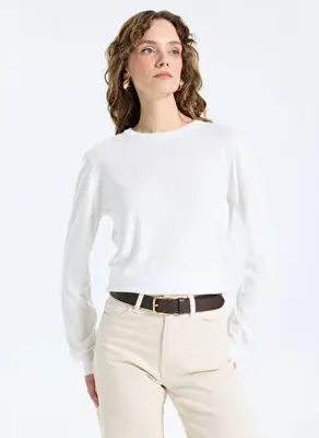 Limon Ekru Kadın Bisiklet Yaka Slim Fit Kazak ML5WL-KZK-9002