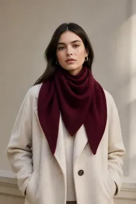 Axesoire S057 Bordo Üçgen Şal 145x55 cm