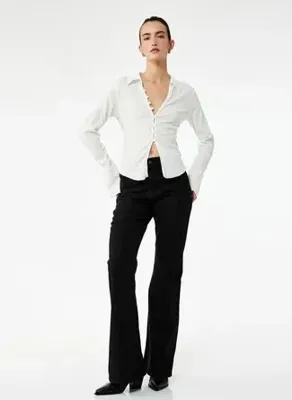 Koton Siyah Kadın Tights Fit Pantolon 6WAL40007MW