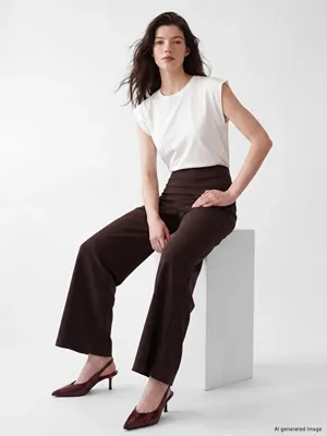 LCW Comfort Yüksek Bel Geniş Paça Krep Kadın Pantolon