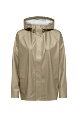 ONLY Bej Kapüşonlu Geniş Fit Kadın Ceket ONLEBEN SHINE SHORT RAINCOAT CC OTW