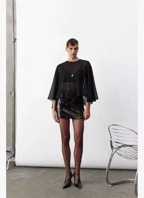 Nazlı Ceren Marde Payetli Mini Etek Bordo