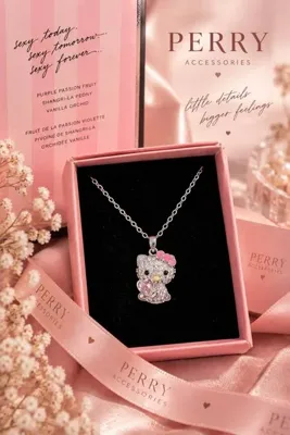 perry accessories hello kitty kararmaz çelik gümüş renk çelik kolye özel tasarım hello kitty kolye