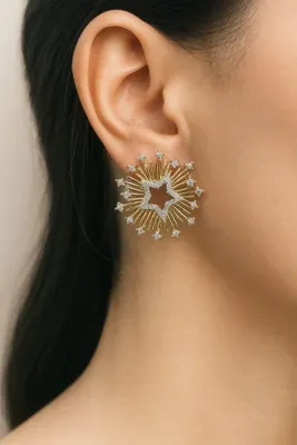 aryaaccesories Taşlı Yıldız Model küpe