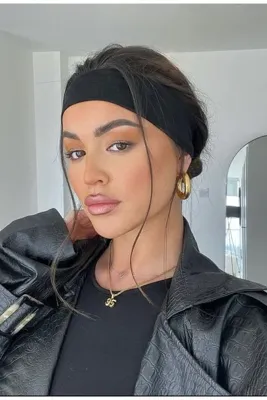 modernist Siyah Pamuklu Penye Bandana Saç Bandı