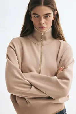 H&M Yarım Fermuarlı İnce Triko Kazak