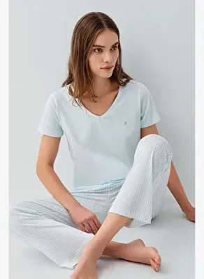 Pierre Cardin Kadın Mavi Pijama Takım PC9202-S-V2