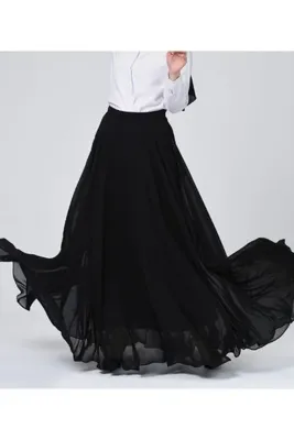 MERİT FASHION Kloş Şifon Uzun Etek
