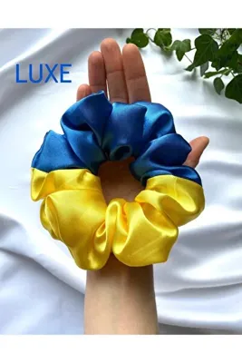 Donna Liberta Universal Ukrayna Bayrağı Saten Toka Simit Toka Scrunchie 163