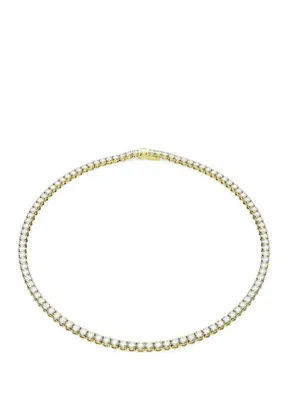 Swarovski Matrix Tennis  Neclace Round Cut Small White Gold-Tone Plated Kadın Kolye