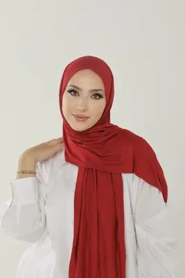 Beyzak Kırmızı Luxury Penye Şal - Kadın Tesettür Jersey Hijab Lycra Shawl