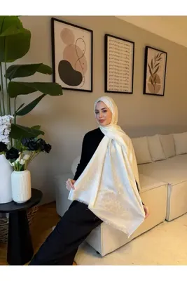 diorel C Desen Kaşmir İpek-Beyaz