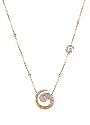 Molu Tropica Pırlanta Taşlı Spiral 18 Ayar Pembe Altın Kadın Kolye