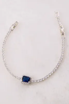 Labone Accessories Lüks Mavi Zirkon Taşlı Silver Pırlanta Montürlü Su Yolu Bileklik
