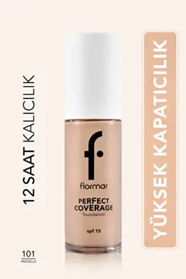 Flormar Perfect Coverage Yüksek Pigmentli & Yarı Parlak Bitişli SPF15 Fondöten