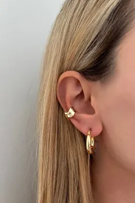 Lavian Accessories Gold Parlak Loop Earcuff