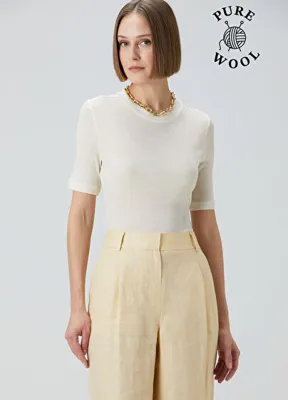 Beymen Collection Kırık Beyaz Yün T-shirt
