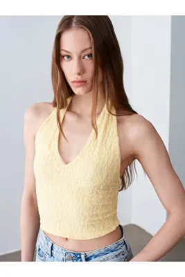 Dilvin 32690 Halter Yaka Dantel Detaylı Top