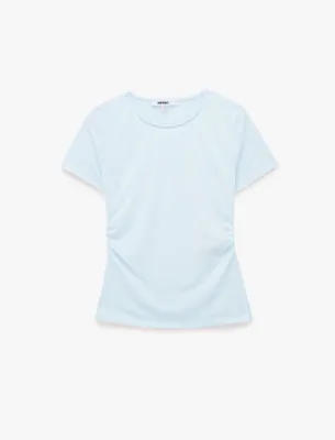 Koton Büzgülü Slim Fit Kısa Kollu Bisiklet Yaka Basic Tişört