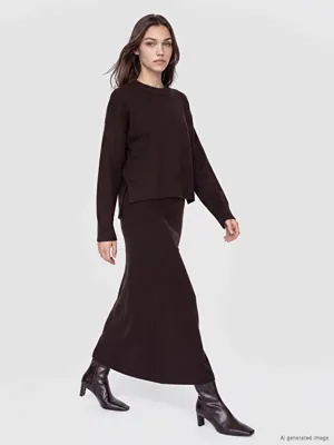 LCW Modest Beli Lastikli A Kesim Triko Etek