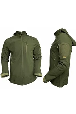 KUBİLAY ASKERİ MALZEME Haki Softshell Mont Rüzgar Su Geçirmez Polarlı