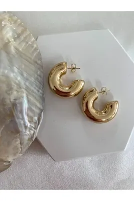 Takıntı Takı By Özge Işık Gold Bombeli Halka Küpe