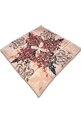 AKER Mavi Somon Desen Tivil Ipek Eşarp 8749713-931