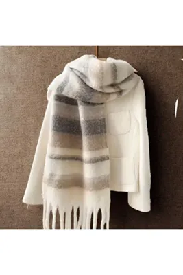 VELORA PRIVE UNISEX %100 PAMUK EKOSELİ ŞIK KALİTELİ DOKUMA ŞAL - ATKI 30X200 CM