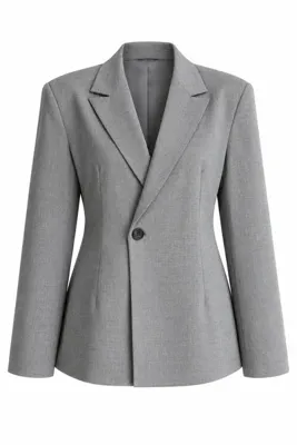 Laluvia Gri Vatkalı Belden Oturtma Blazer Ceket - 251004