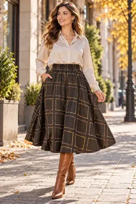SELDAĞ MODA % 100 YÜN GİZLİ CEPLİ BELİ 6 CM LASTİKLİ 76 CM ETEK BOY TAM KLOŞ DÖKÜMLÜ ETEK