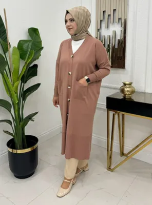 MODANURSEDA Gül Tesettür Hırka - Gül Rengi - MODANURSEDA