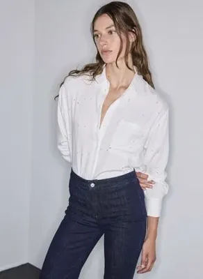 İpekyol IW6260025209 Ekru Kadın Çizgili Regular Fit Gömlek
