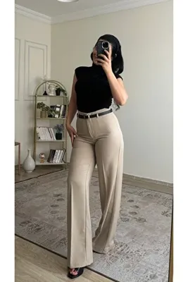 YELZEY BUTİK Yüksek Bel Kemerli Palazzo