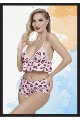 Blueberries #FanteziİçÇamaşırTakımı Beyaz Saten Penye Büstiyer Sütyen Babydoll Külot Fantezi İç Çamaşır Takımı