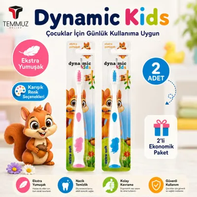 dynamic Kids Ekstra Soft Çocuk Diş Fırçası 2 Adet Tekli Ambalajlı Karışık Renk