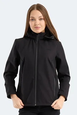 Slazenger HEAT CONTROL Kadın Çıkarılabilir Kapüşonlu Siyah Mont & Kaban