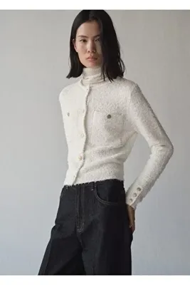 MANGO Woman Düğmeleri taşlı tüvit ceket